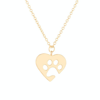 Creative Personality Jewelry Pet Paw Dog Claw Peach Heart Pet Lovers Clavicle Chain