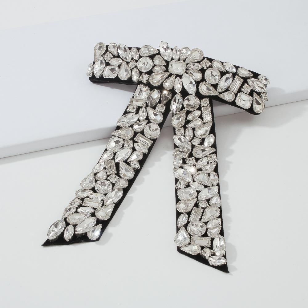 F3947 full diamond bow hair clip light luxury temperament spring clip net red ponytail clip