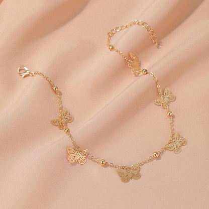 Foot decoration summer beach multi-layer hollow butterfly pendant anklet female personality fashion jewelry