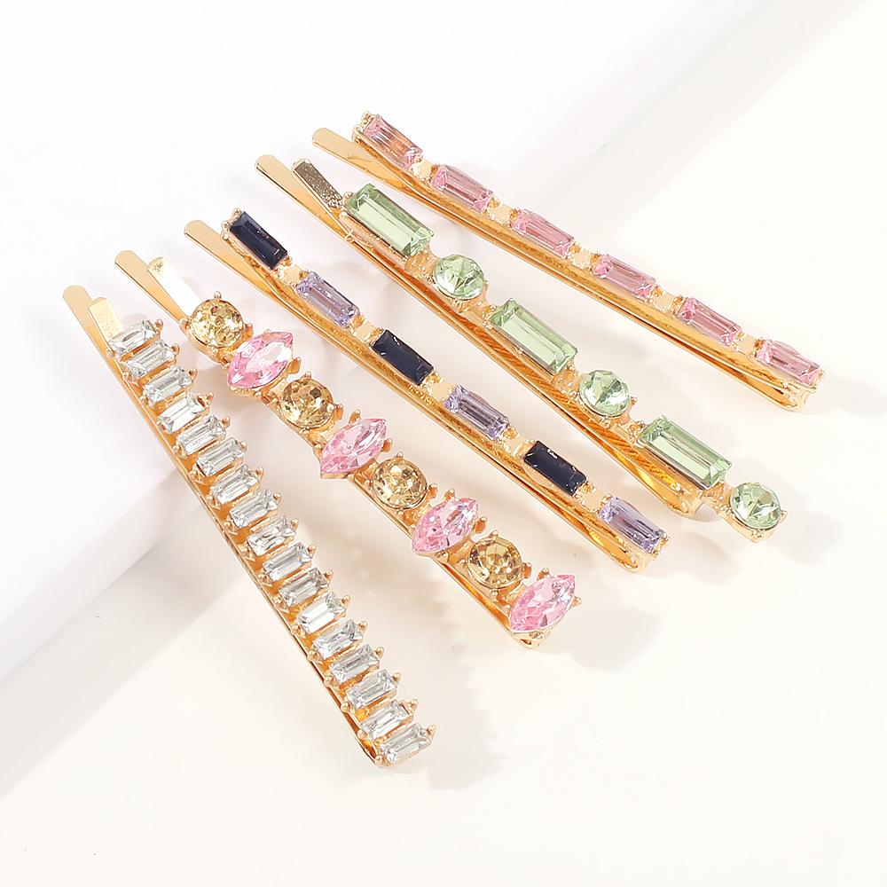 F122 street shooting with the same fashion color diamond clip five-piece hair accessories set hair clip