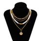 Jewelry Ethnic Soft Pottery Color Necklace Trendy Personality Metal Diamond Eye Pendant Necklace Female