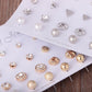 Triangular love pearl multi-pair small earring combination set popular jewelry ball earrings