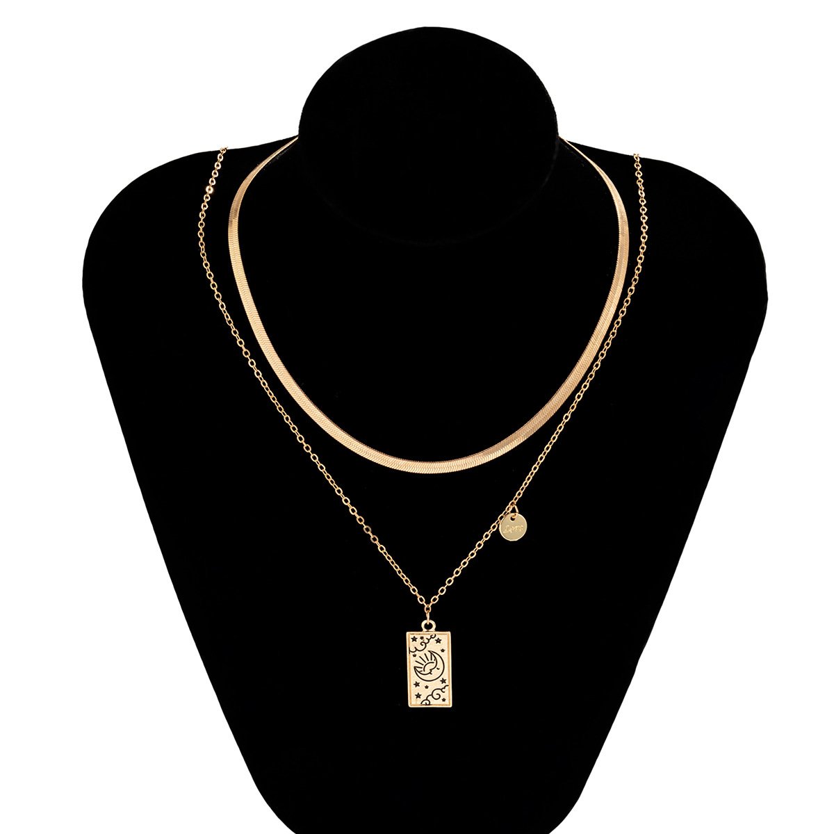 Jewelry Hip Hop Niche Metal Graffiti Tag Necklace Simple Snake Bone Chain Alphabet Pendant Necklace