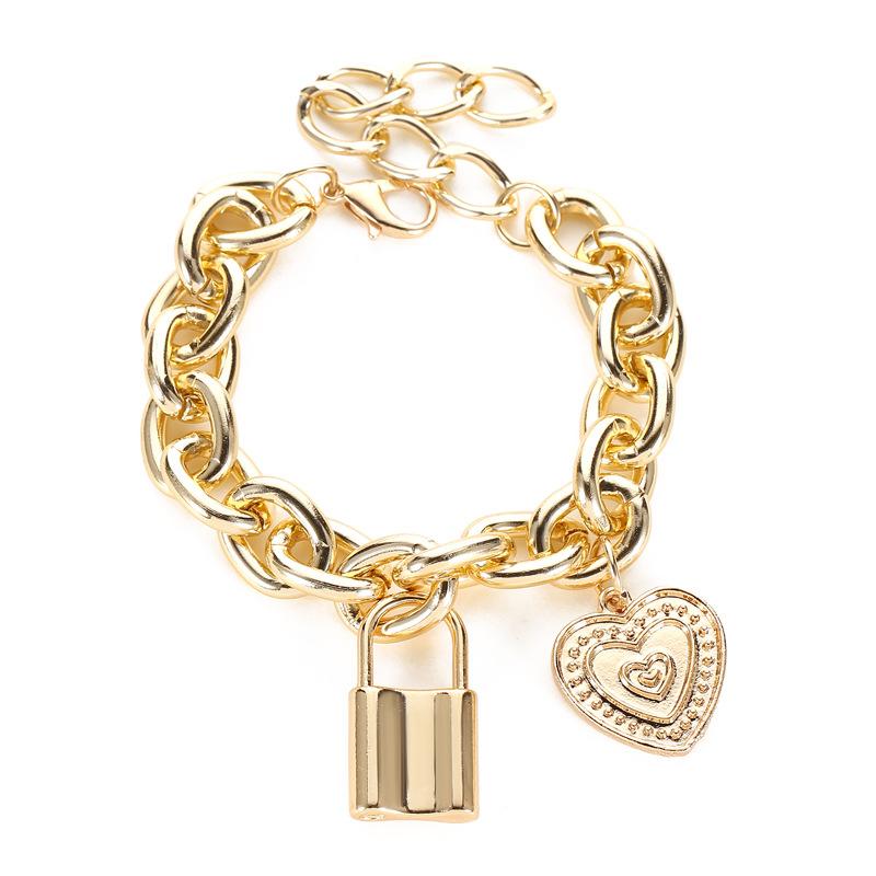 Exaggerated bracelet punk hip-hop thick chain lock bracelet non-mainstream couple jewelry