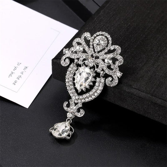 Temperament male and female brooch fashion glass silk scarf buckle crown crystal coat pin collar pin