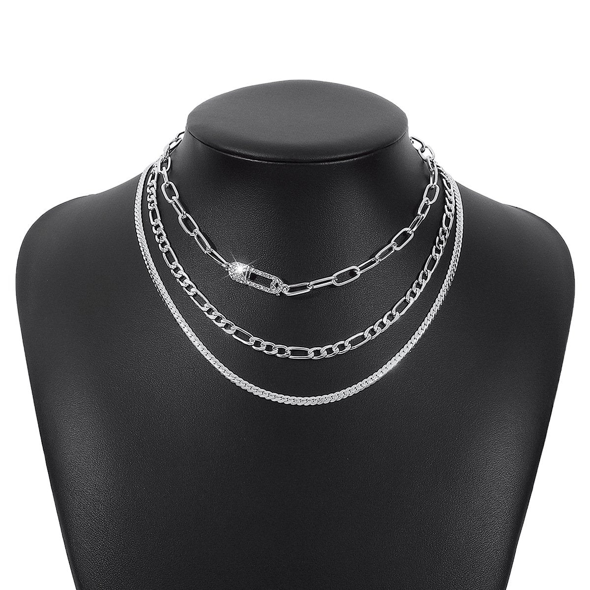 N1292 jewelry stacked multi-layer micro-inlaid pin fashion necklace personalized retro exaggerated necklace