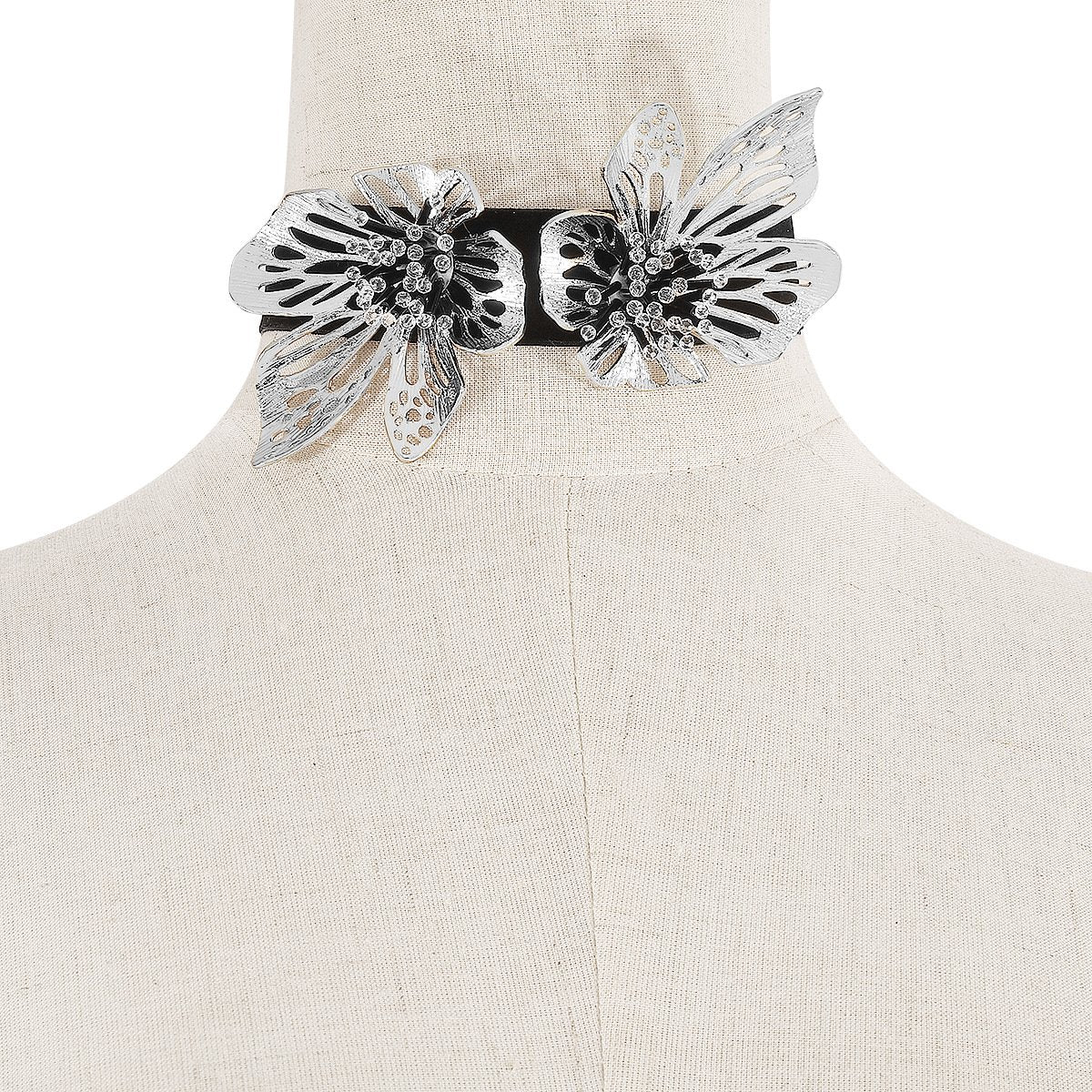 N1857ZA sexy three-dimensional floral resin choker necklace creative short flannelette retro net red necklace