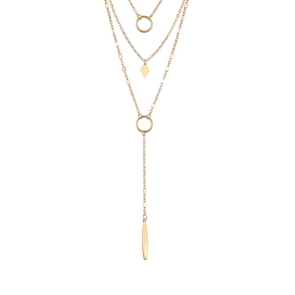 Round iron ring iron sheet pendant multi-layer necklace fashion temperament necklace collarbone chain ladies jewelry