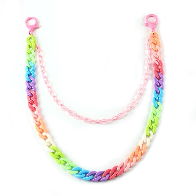 Candy Color Double Layer High Street Retro Colored Resin Ultralight Pant Chain Chain Hanging Chain Street Jeans