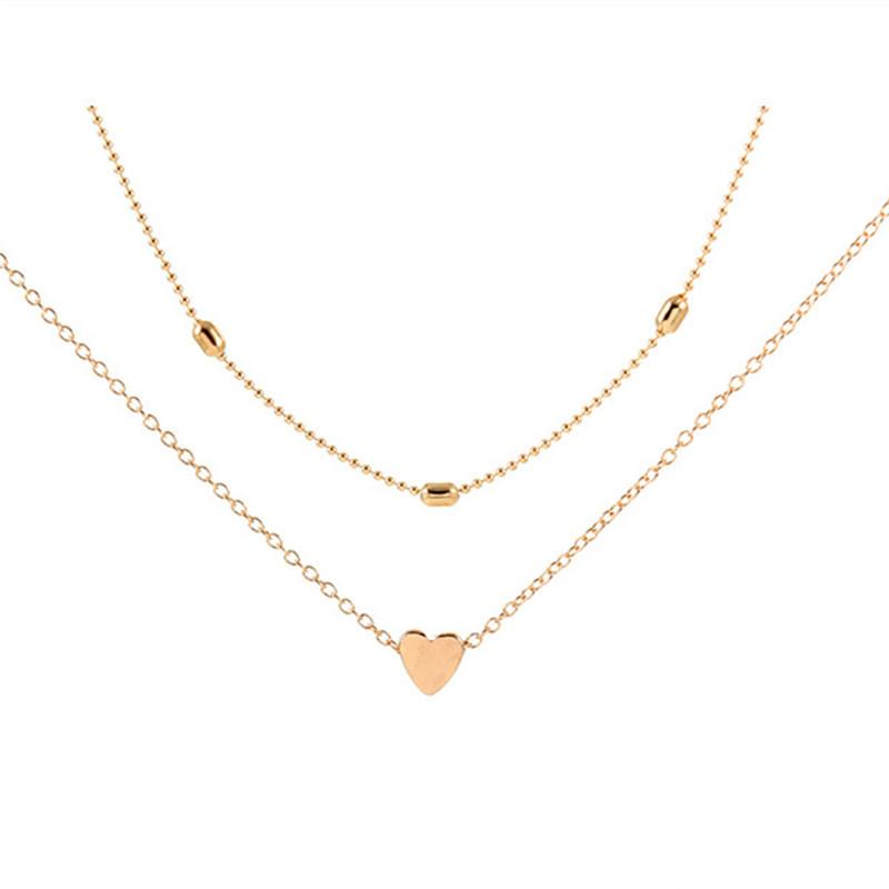 Multi-layer peach heart necklace love collarbone chain necklace jewelry models