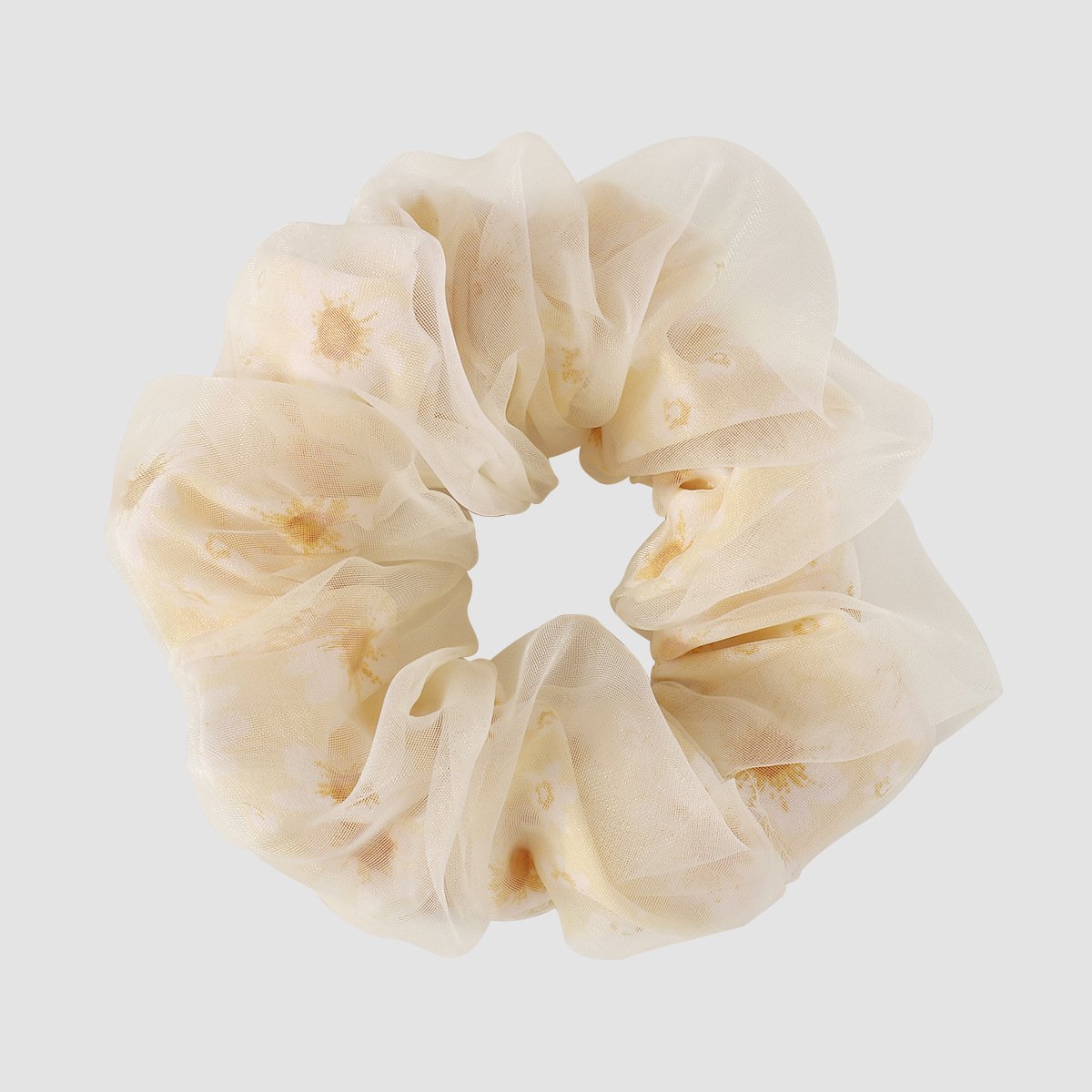 F479 double-layer fabric mesh hair ring small daisy printing sweet and cute commuting large intestine hair rope for age reduction