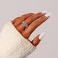 Classic geometric atmosphere women's stainless steel creative opening retro hollow adjustable ring