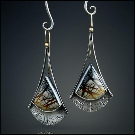 Popular Picasso colored glass earrings creative birch leaf color separation earrings for women