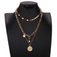 Jewelry creative retro size portrait coin pearl pendant multi-layer necklace three-layer clavicle chain