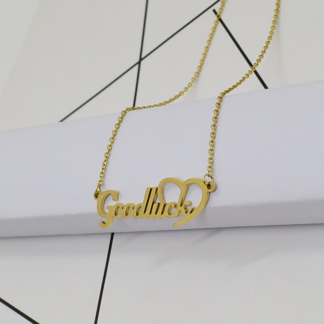 GoodLuck Necklace Vintage Alphabet Lucky Heart Clavicle Chain
