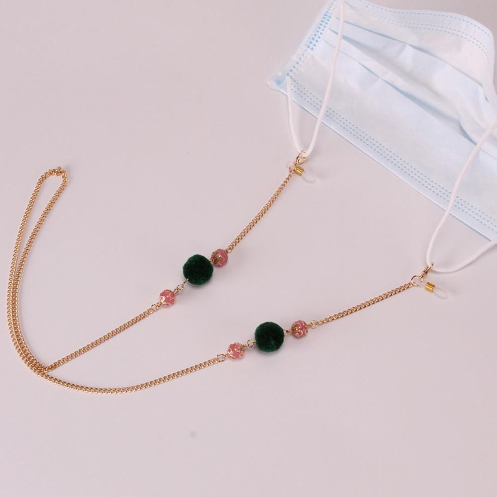 Jewelry fashion simple fur ball mask rope crystal stone anti-lost metal chain glasses chain