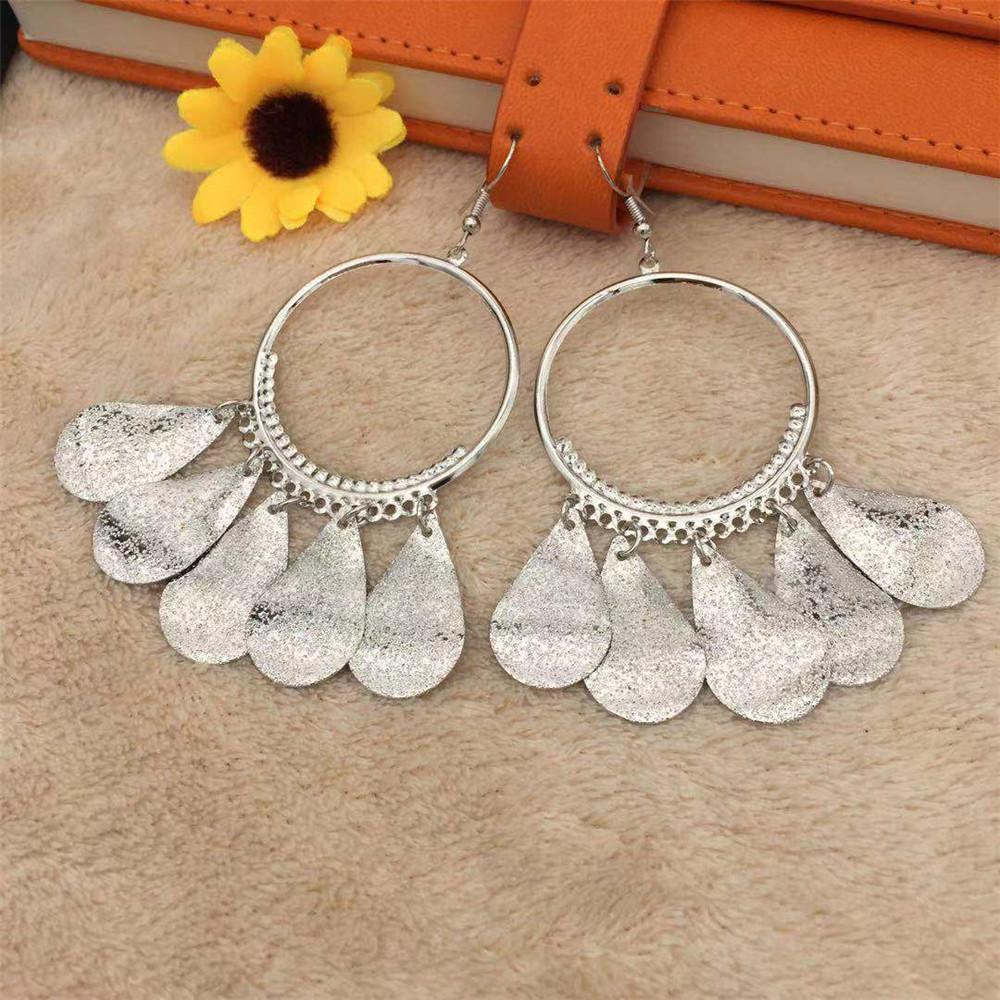 Water Drop Tassel Earrings Ethnic Fashion Metal Hoop Earrings Ladies Earrings