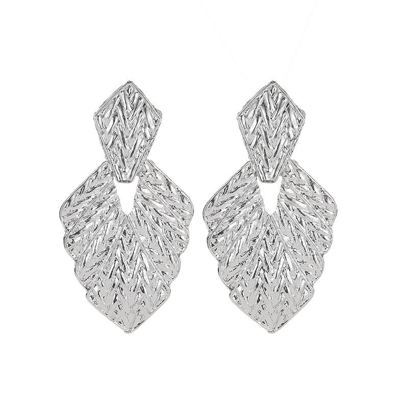 Jewelry Irregular Metal Texture Frosted Leaf Earrings Personalized Wheat Ear Pattern Earrings