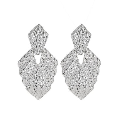 Jewelry Irregular Metal Texture Frosted Leaf Earrings Personalized Wheat Ear Pattern Earrings