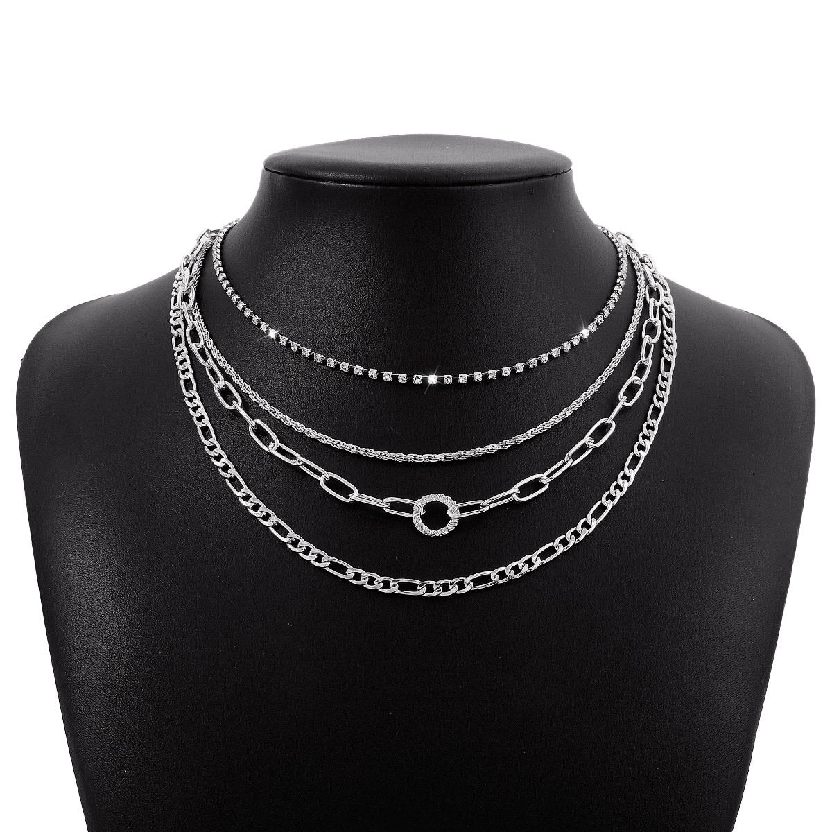 N1664 multi-layered thin chain claw chain splicing neck chain metal simple niche geometric necklace