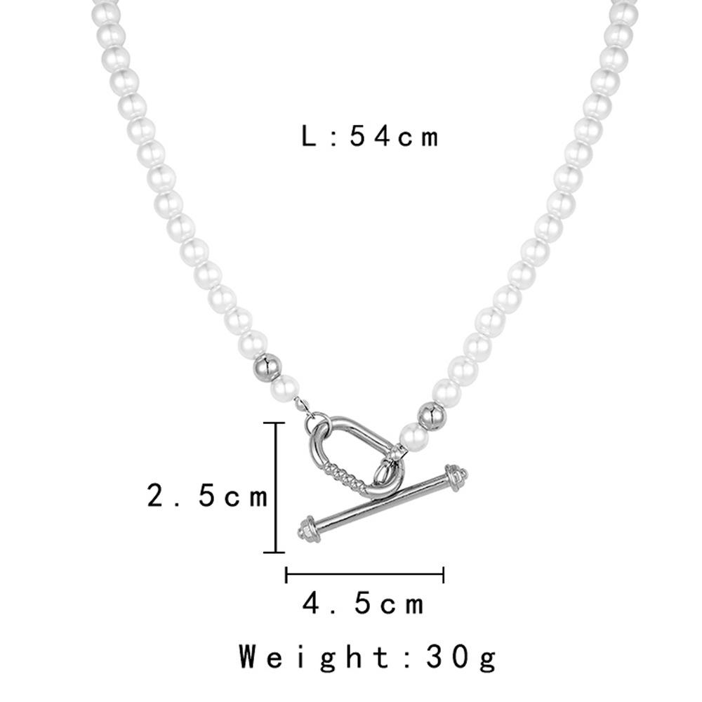 The same trendy men's pearl necklace cold O-shaped lock clavicle chain simple temperament chain