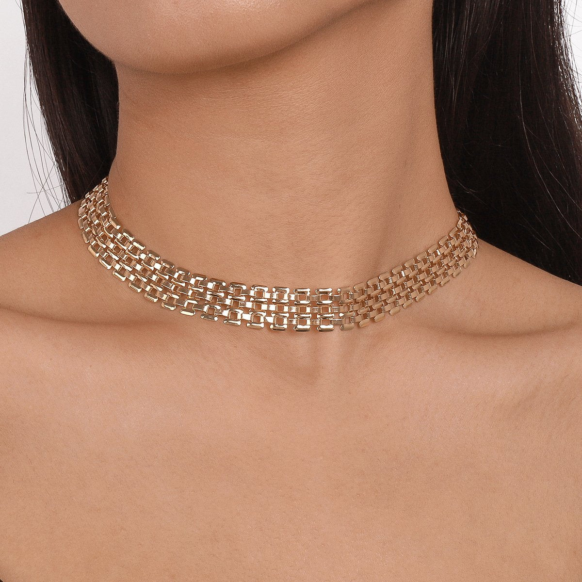 N1415 sexy hot girl hiphop metal collarbone chain simple temperament retro choker necklace