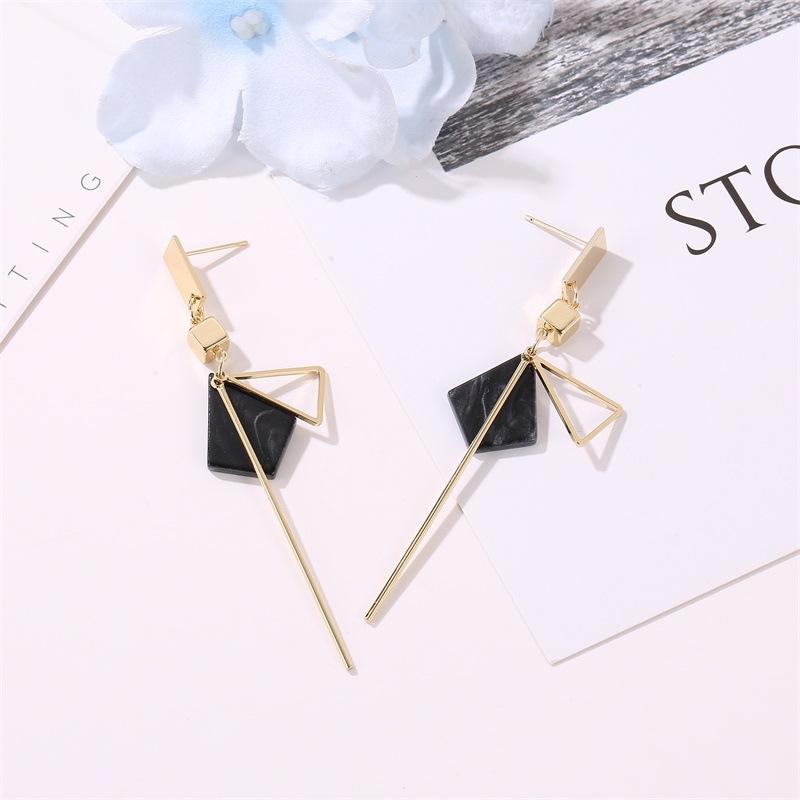 Fashion Net Red Tassel Earrings Acetate Plate Geometric Stud Earrings Cold Long Triangular Earrings