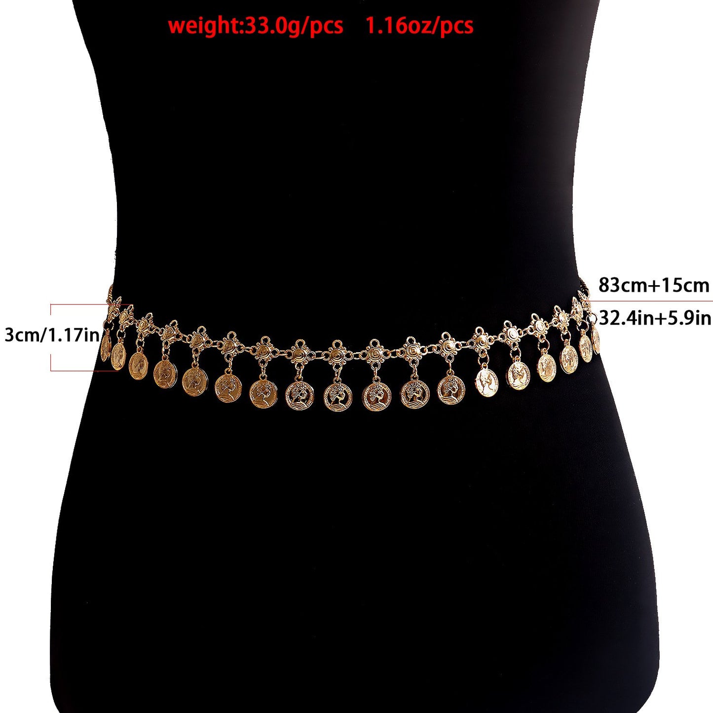 Sweet and cool simple single-layer beauty head tassel geometric waist chain sexy hipster metal chain body chain female