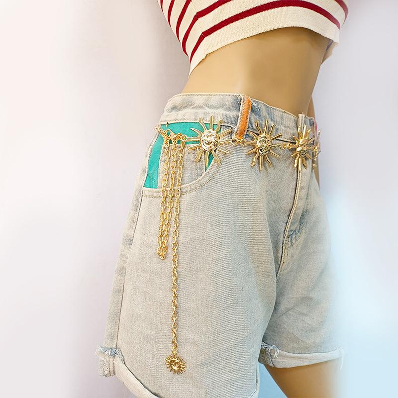 Metal chain waist chain ins smiling face sun body chain punk all-match ladies belt