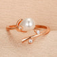 ins pearl flower ring Mori simple opening branch index finger ring niche design ring