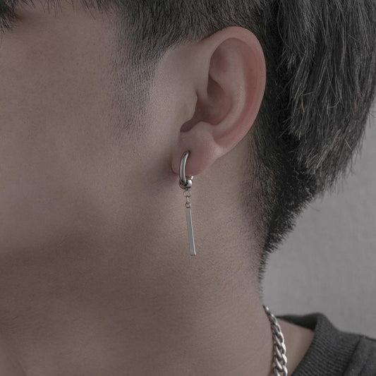 Hip-hop trend punk stainless steel asymmetrical personality design spring bar earrings earrings earrings earrings