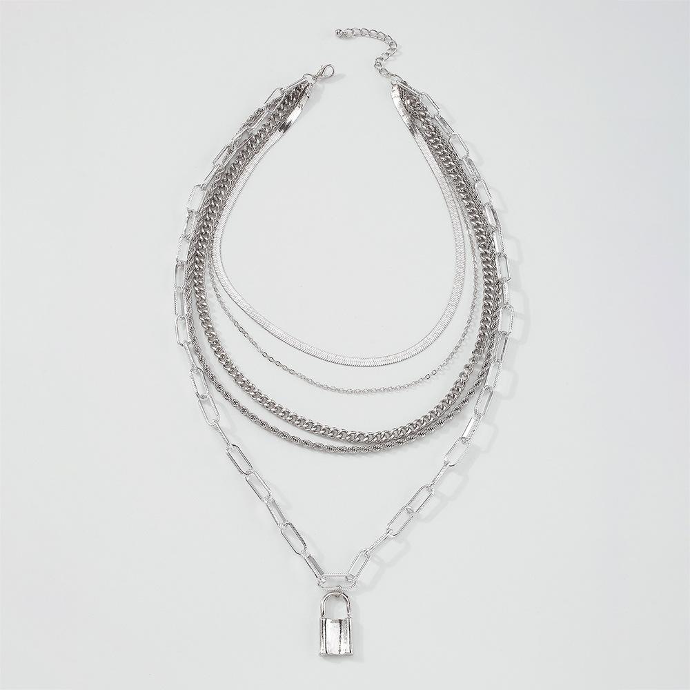 N915 Fashion Chain Necklace Personality Exaggerated Net Red Lock Pendant Necklace Street Shoot Punk Necklace Female