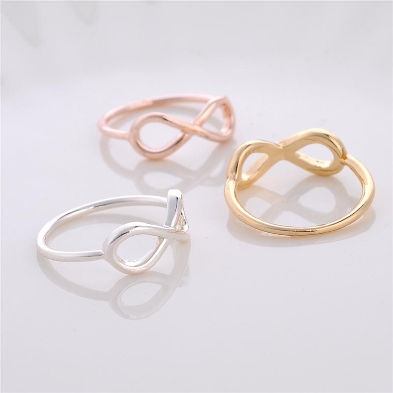 Simple Lucky Number 8 Ring Female Wave Cross Ring Gold Silver Rose Gold Plating Alloy