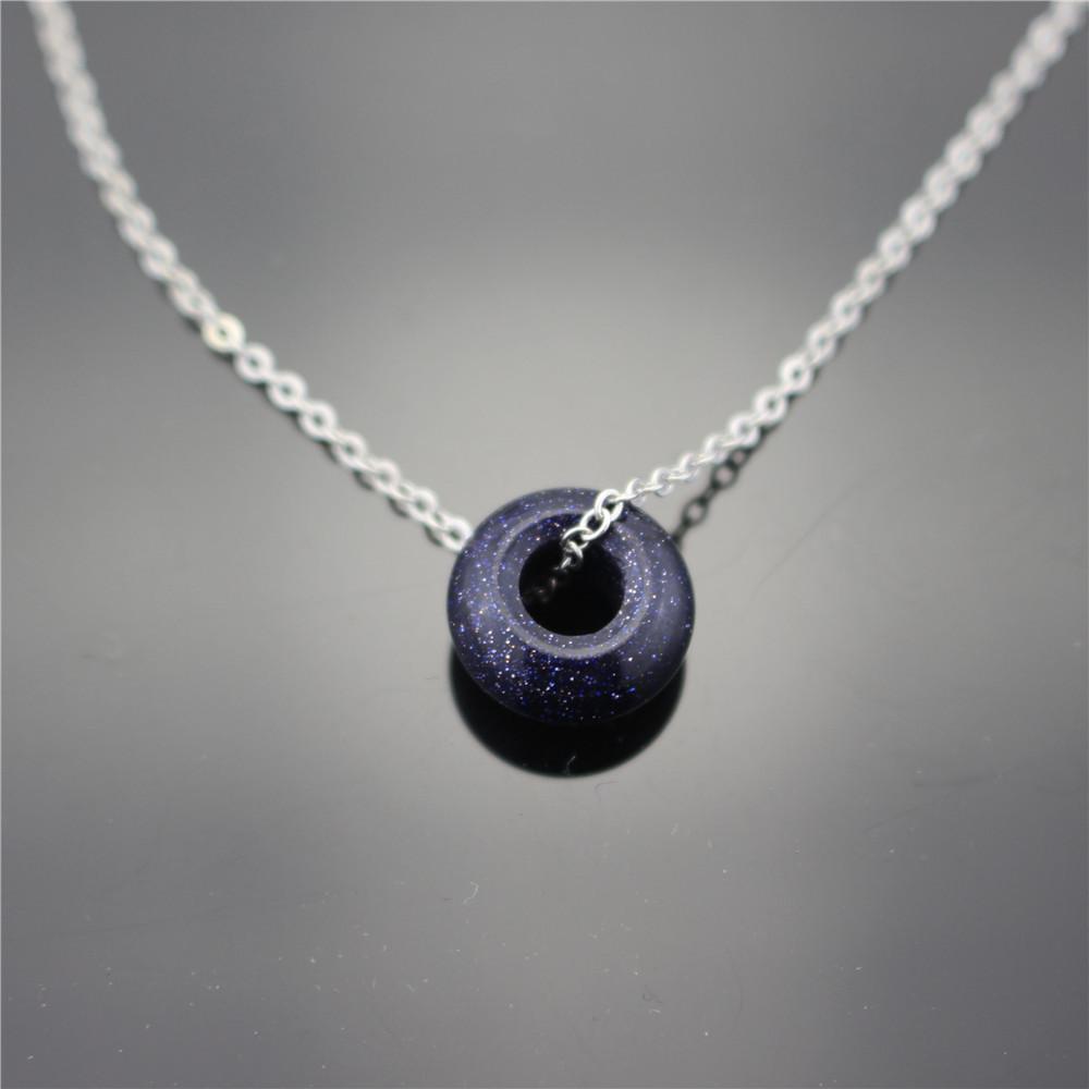 Natural Stone Ring Pink Quartz Pendant Clavicle Chain Necklace Fashion Accessories