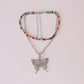 Fashion Jewelry Simple Rice Bead Set Necklace Autumn Alloy Diamond Big Butterfly Necklace