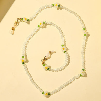 Mask Put Lost Rice Beads Chain Fashion Crystal Beads Small Flower Glasses Chain Multipurpose Necklace