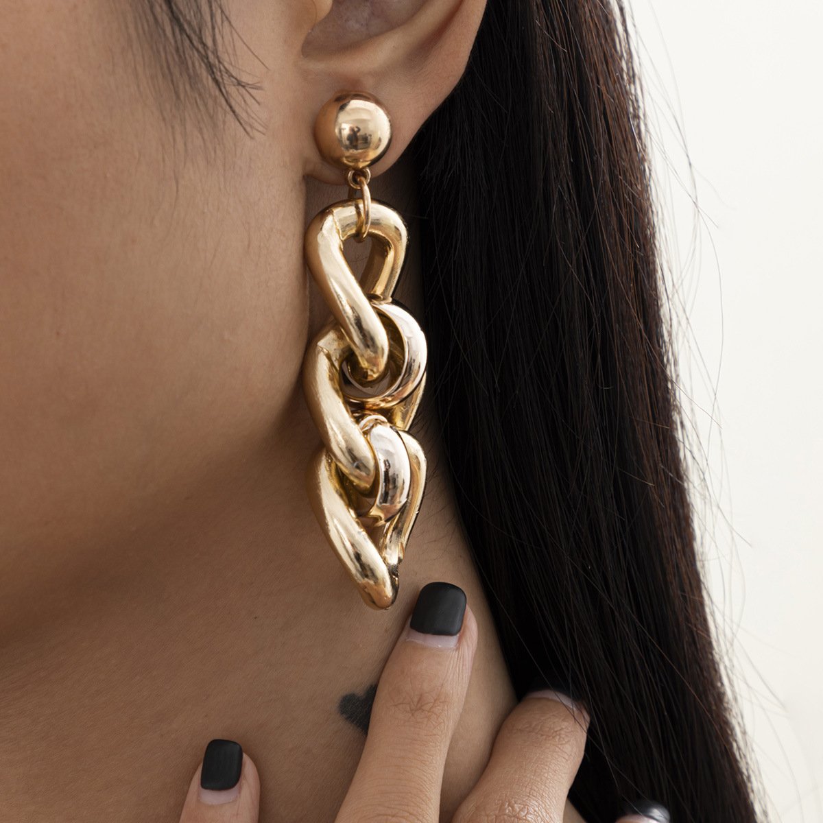 Jewelry exaggerated hip-hop trend special-shaped ring earrings niche cold alloy retro earrings