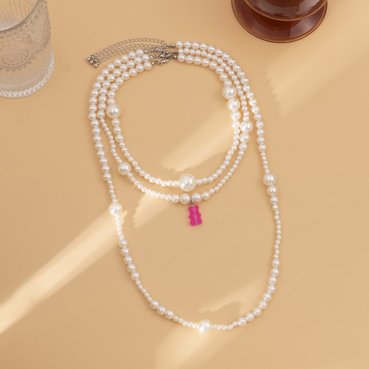 Jewelry retro imitation pearl multi-layer clavicle chain simple juice bear temperament necklace female