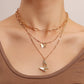 Jewelry colorful light luxury trend multi-layer back-shaped chain micro-inlaid mother-of-pearl butterfly pendant necklace female