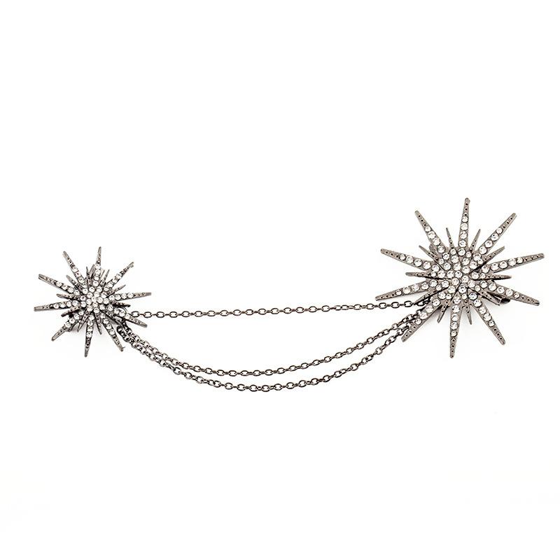 Jewelry popular exaggerated full diamond star tassel chain brooch snowflake collar pin