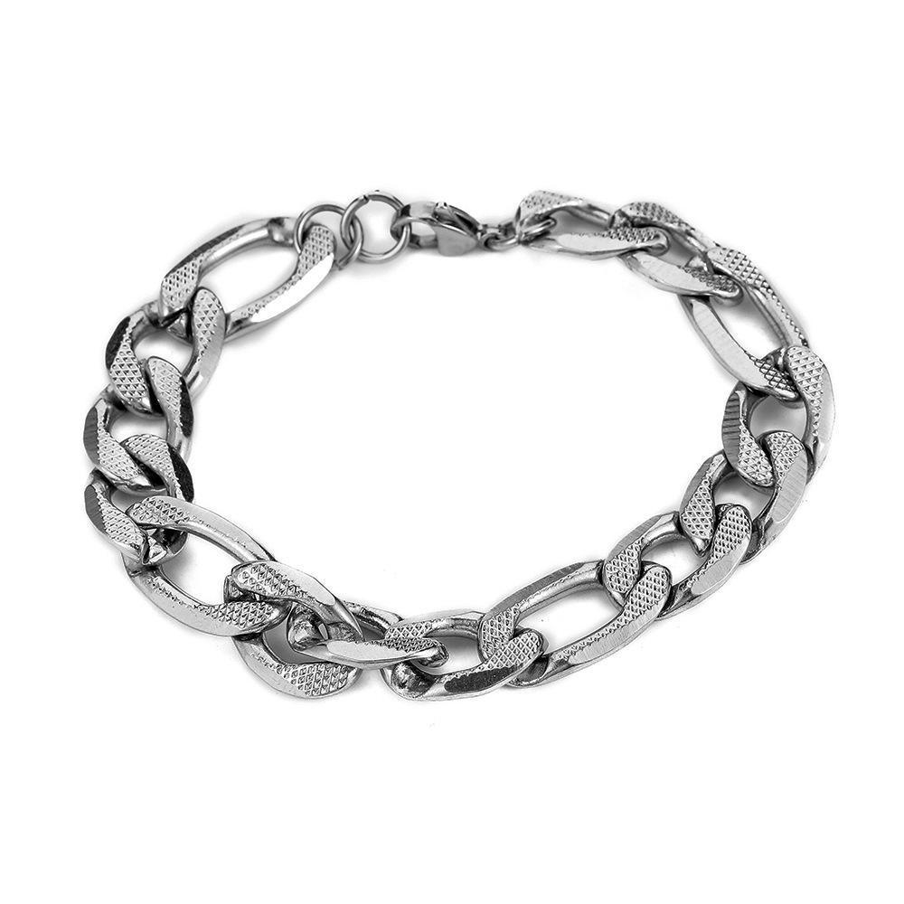 Personalized stainless steel 12mm embossed six-sided grinding angle bracelet titanium steel cold temperament simple jewelry men