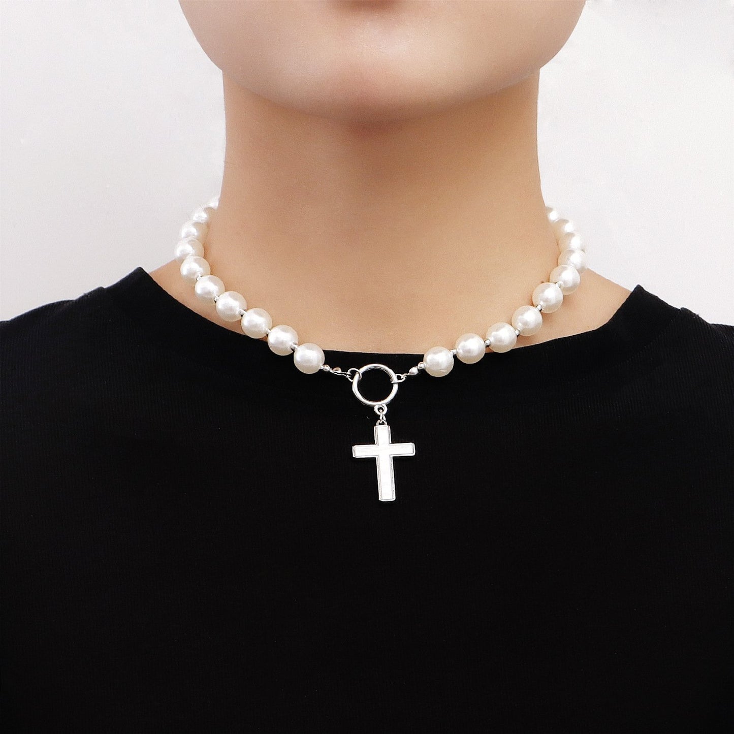 Jewelry mix and match beaded necklace shell beads cross mother of pearl necklace hot girl sweater chain high sense