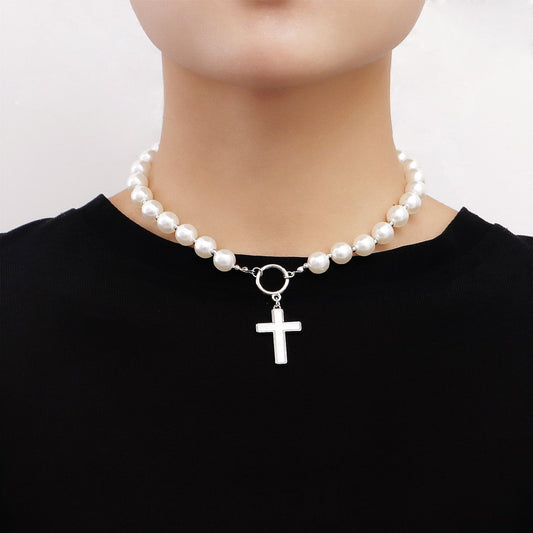 Jewelry mix and match beaded necklace shell beads cross mother of pearl necklace hot girl sweater chain high sense