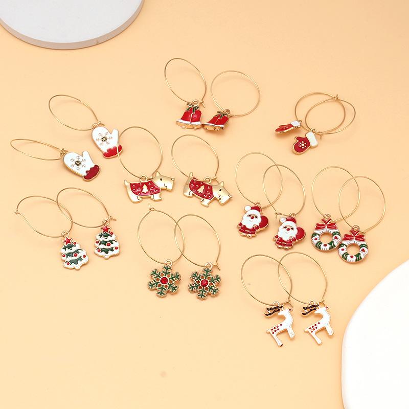 Christmas ornaments, Christmas elements, diamonds, snowflakes, bells, earrings, Christmas gifts, earrings, women