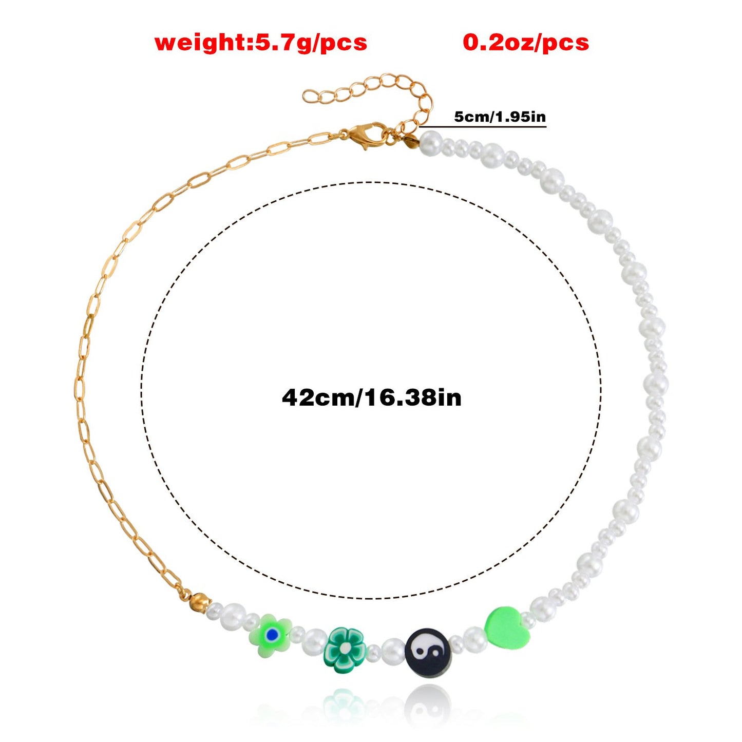 Jewelry Bohemian imitation pearl soft pottery multi-element beaded necklace baby bead necklace hot girl