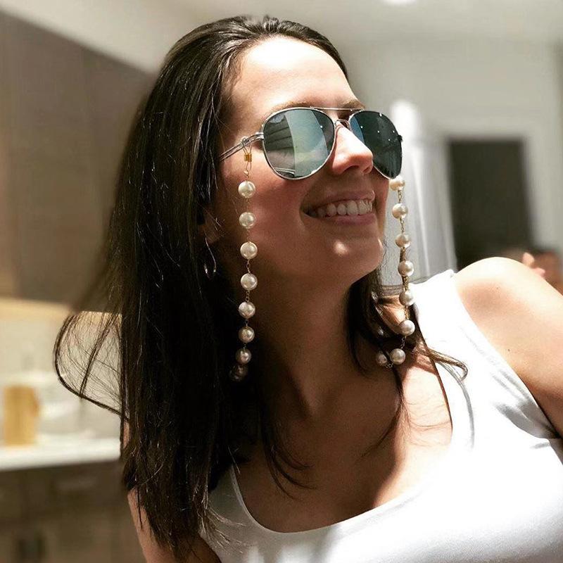 Explosive product full of pearl beaded glasses chain sunglasses glasses fixed lanyard fashion mask hanging chain