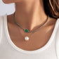 Jewelry imitation pearl thick chain mix and match necklace personality cold emerald double layer necklace