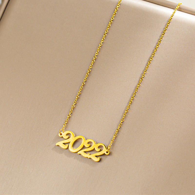 Personalized Fashion Year Necklace Stainless Steel Hollow Number Necklace