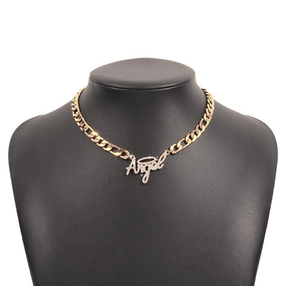 N977 Exaggerated Thick Chain Necklace Simple Personality Street Shot Single Layer Necklace Full Diamond Retro Temperament Necklace