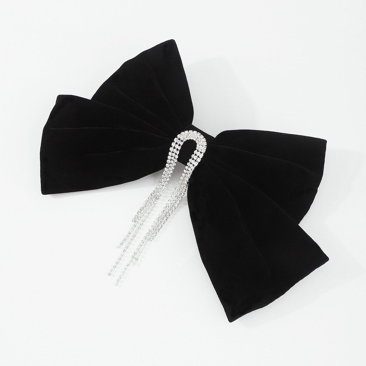 F5268 French light luxury rhinestone elegant spring clip velvet bow hair clip retro sweet back of the head horizontal clip